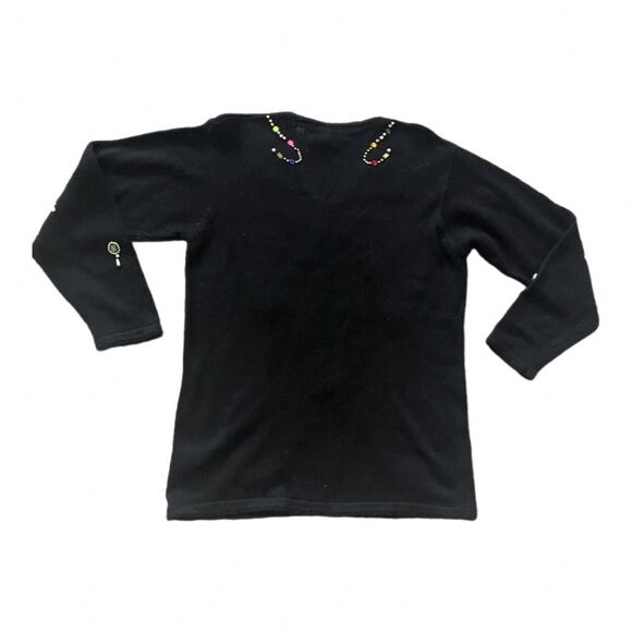 ARRIVISTE Vintage Multi Colored HEART SHAPE Gemstone Embellished Sweater Size M - Picture 2 of 8